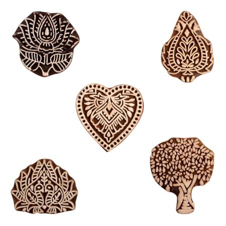 Set of 5 Piece New Mix Wooden Printing Block